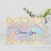 Zachte iriserende nepgoud glinster Kerstmis Bedankkaart (Staand voorkant)