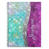 Zachte iriserende paarse turquoise nepbliester mon notitieboek (Voorkant)