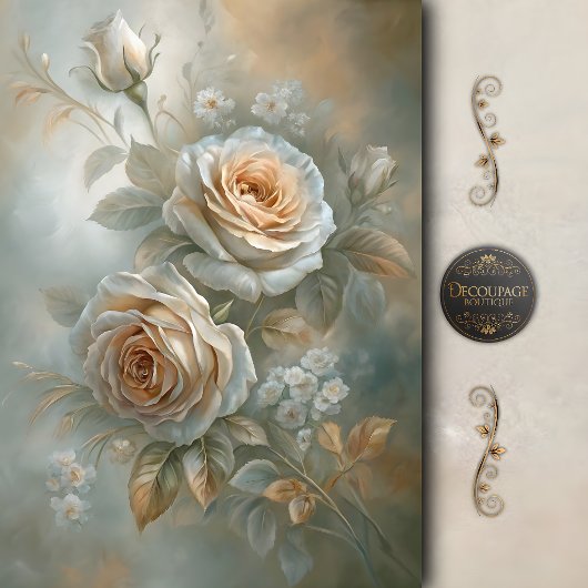 Zachte Ivoor Roos Boeket Decoupage Tissuepapier