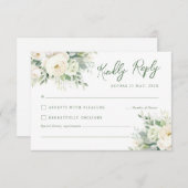 Zachte ivoor waterverfcrème pioenroos & roos RSVP kaartje (Voorkant / Achterkant)