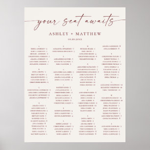 Zachte Ivoren Alfabetische Trouwstoelindeling Poster
