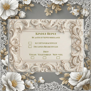 Zachte Ivoren Barokke Grootheid Acanthus Krul Mini RSVP Kaartje
