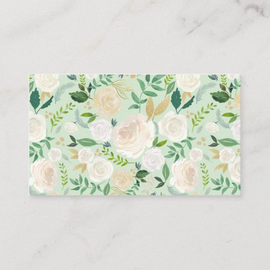 Zachte Ivoren Bloemen Garland met Groen Huwelijk Plaatskaartje (Achterkant)