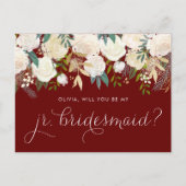 Zachte ivoren bloemen rood zijn mijn junior bruids uitnodiging briefkaart (Voorkant)