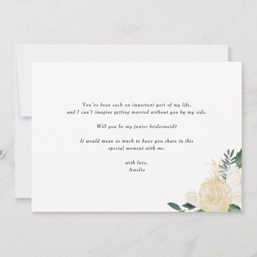 Zachte Ivoren Bloemen Zal Je Mijn Jr Bruidsmeisje  (Achterkant)