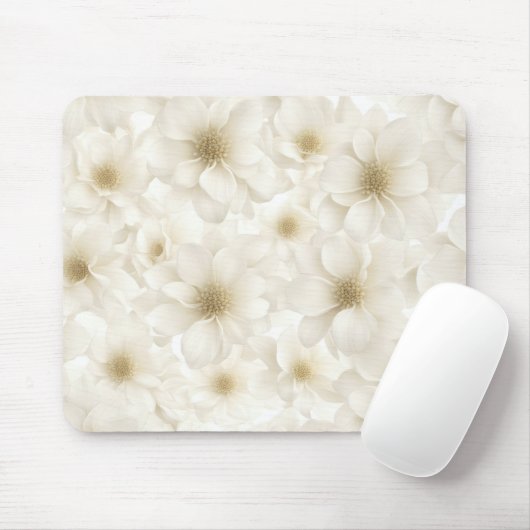 Zachte Ivoren Bloemrijke Abstracte Muismat (Met muis)