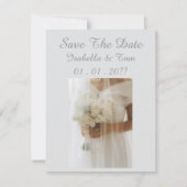 Zachte Ivoren Bruiloft met Romantische Moderne Bru Save The Date (Voorkant)