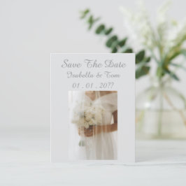 Zachte Ivoren Bruiloft met Romantische Moderne Bru Save The Date