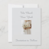 Zachte Ivoren Bruiloft met Romantische Moderne Bru Save The Date (Achterkant)