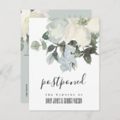 ZACHTE IVOREN WITTE BLOEMEN BRUILOFT UITGESTELD AANKONDIGINGSKAART (Voorkant / Achterkant)