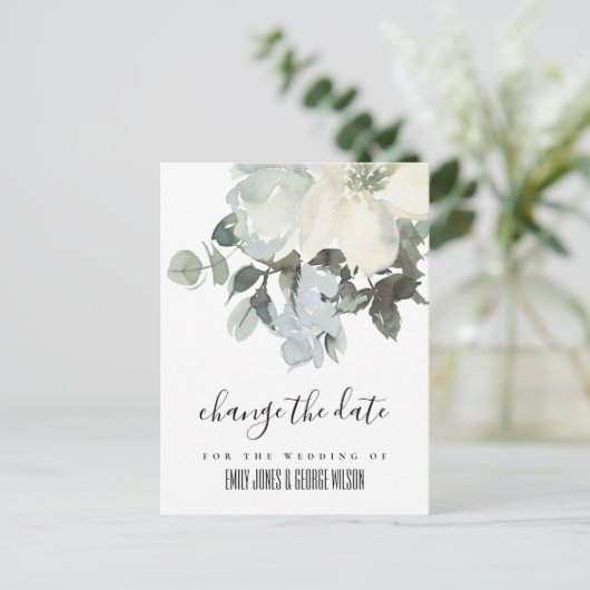 ZACHTE IVOREN WITTE BLOEMEN BRUILOFT VERANDER DE D AANKONDIGINGSKAART (Staand voorkant)