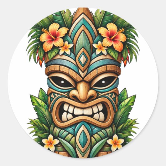 Zachte Jade Bloesem Tiki Sticker (Voorkant)