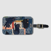 Zachte Japanse Zwarte Katten Patchwork Bagagelabel (Voorkant (horizontaal))