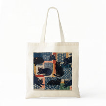 Zachte Japanse Zwarte Katten Patchwork Tas