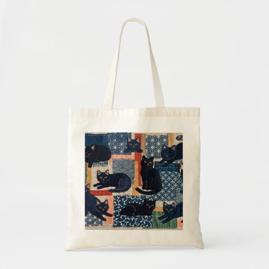 Zachte Japanse Zwarte Katten Patchwork Tas (Voorkant)