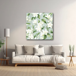 Zachte Jasmijn Bloemige Elegantie Accent Canvas Afdruk