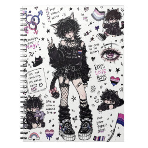 Zachte Jongen Luid Pride Schattige Femboy Doodle E Notitieboek