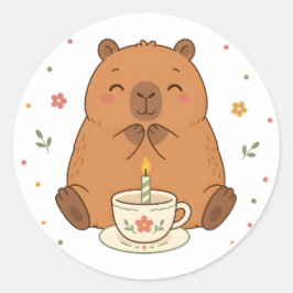 Zachte Kaapbara Verjaardagskaars Theekopje Sticker