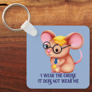 Zachte Kaas Man Zakelijke Muis Bril Nerdy Sleutelhanger