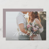 Zachte kalligrafie bruiloft dank u fotokaart bedankkaart (Voorkant / Achterkant)