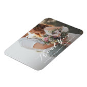 Zachte kalligrafie Weddenschap Bedankt Foto Magnet Magneet (Linkerzijde)