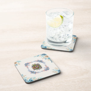 Zachte Kalme – Teal Waterverf Bloemkunst Bier Onderzetter