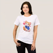 Zachte Kat Blaast een Kus Sticker Tri-Blend Shirt (Voorkant volledig)