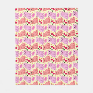 Zachte Kat Cherry Bloempatroon Kawaii Kitty Fleece Deken