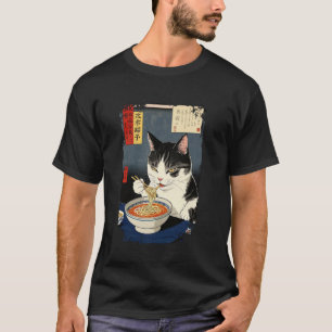 Zachte kat die Ramen-noedels eet Vintage Retro Jap T-shirt