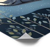 Zachte kat die slaapt onder de Maan en Sterren. Poster (Hoek)