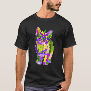Zachte Kat Draagt Carnavalsmasker Mardi Gras Kat L T-shirt