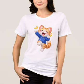Zachte Kat Grote Glimlach Sticker Tri-Blend Shirt