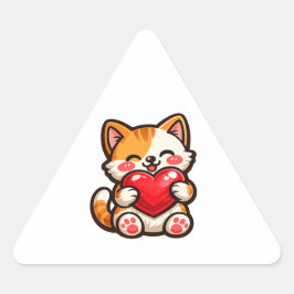 Zachte Kat Hart – Kawaii Kat Knuffelt Rode Hart, U Sticker