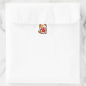 Zachte Kat Hart – Kawaii Kat Knuffelt Rode Hart, U Sticker (Tas)