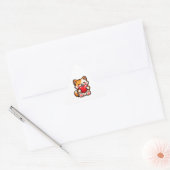 Zachte Kat Hart – Kawaii Kat Knuffelt Rode Hart, U Sticker (Envelop)