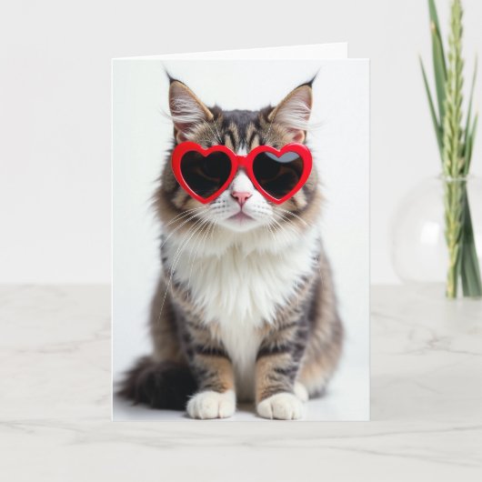 Zachte Kat Hart Zonnebril Kaart (Voorkant)