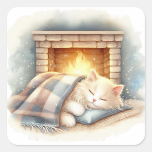 Zachte kat knus winter esthetiek Sticker