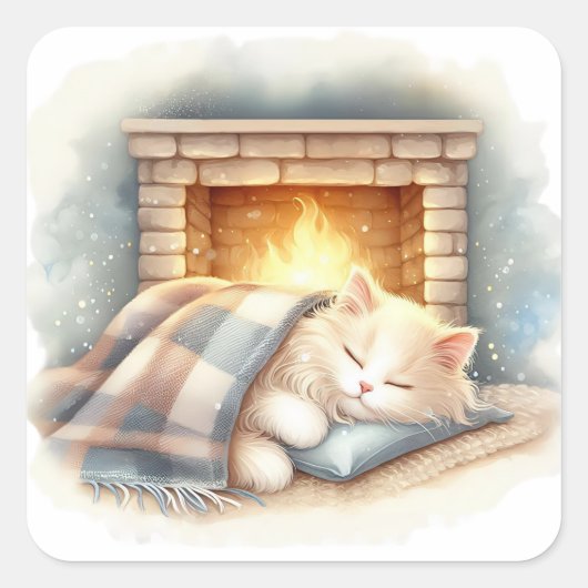 Zachte kat knus winter esthetiek Sticker (Voorkant)