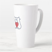 Zachte Kat Liefde Hart Cartoon Kunst Latte Mok (Rechterhoek)