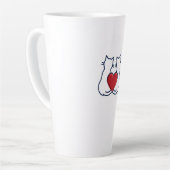 Zachte Kat Liefde Hart Cartoon Kunst Latte Mok (Linkerhoek)