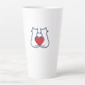 Zachte Kat Liefde Hart Cartoon Kunst Latte Mok (Voorkant)
