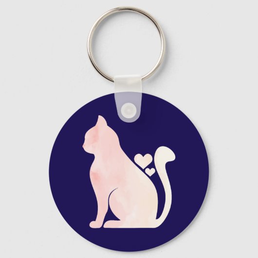 Zachte Kat met Hartjes Sleutelhanger (Voorkant)