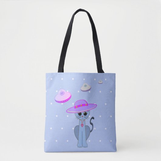 Zachte kat met hoed tote bag (Voorkant)