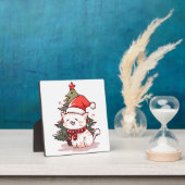 Zachte kat met kerstmuts bij kerstboom fotoplaat (Insitu)