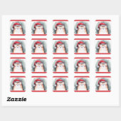 Zachte kat met kerstmuts vierkante stickers (Vel)