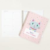 Zachte kat moderne naam roze gepersonaliseerd planner (Display)