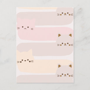 Zachte kat pastel kleur roze geel bruin ontwerp briefkaart