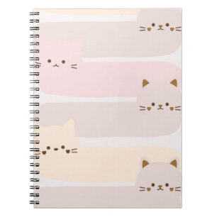 Zachte kat pastel kleur roze geel bruin ontwerp notitieboek
