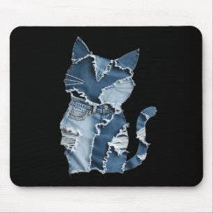 Zachte Kat Patroon Denim Patchwork Grappige Kat Li Muismat