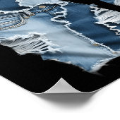 Zachte Kat Patroon Denim Patchwork Grappige Katten Poster (Hoek)